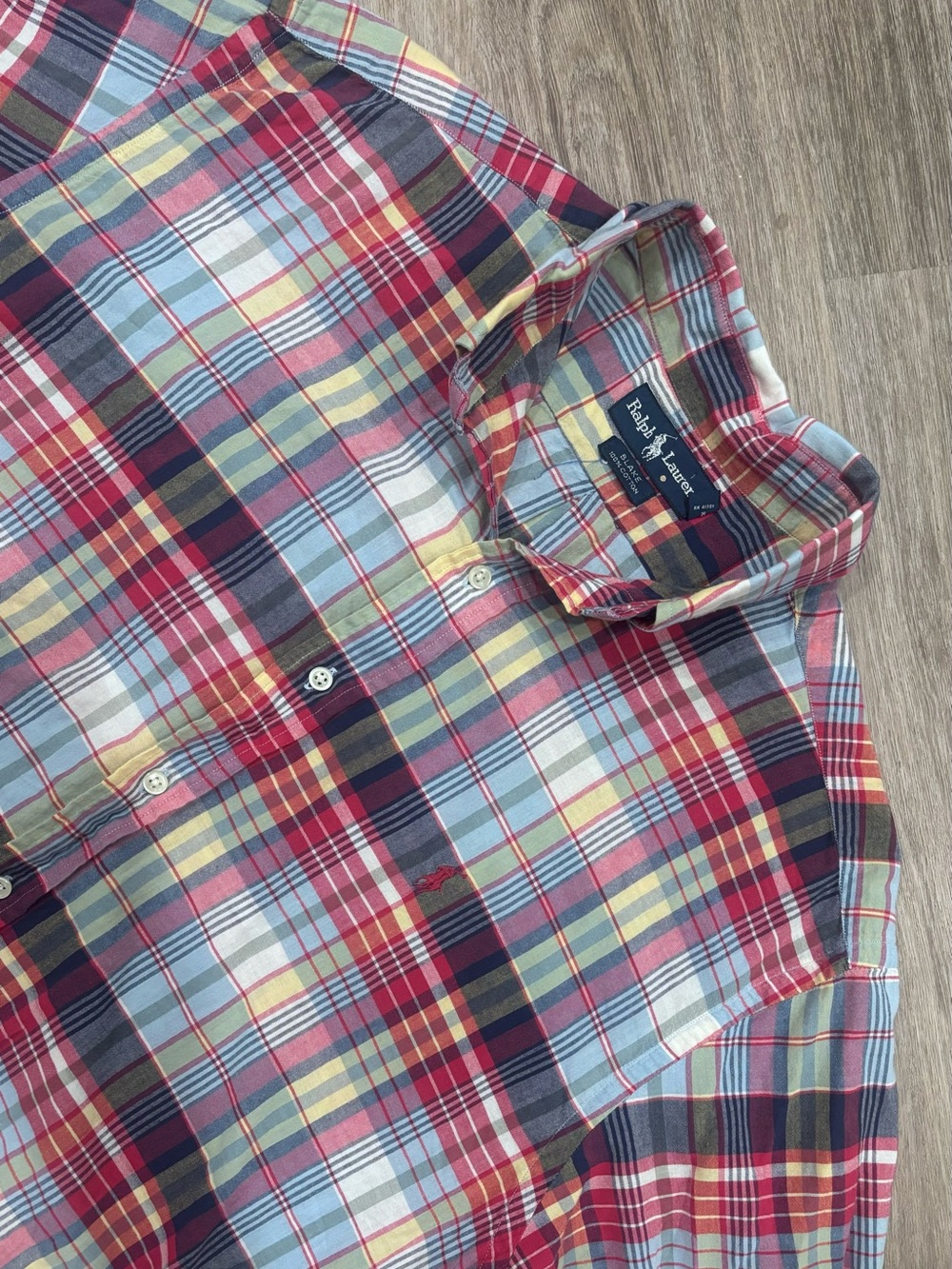 Vintage 90s Polo Ralph Lauren Blake Mens Large L Madras Plaid Short Sleeve Shirt